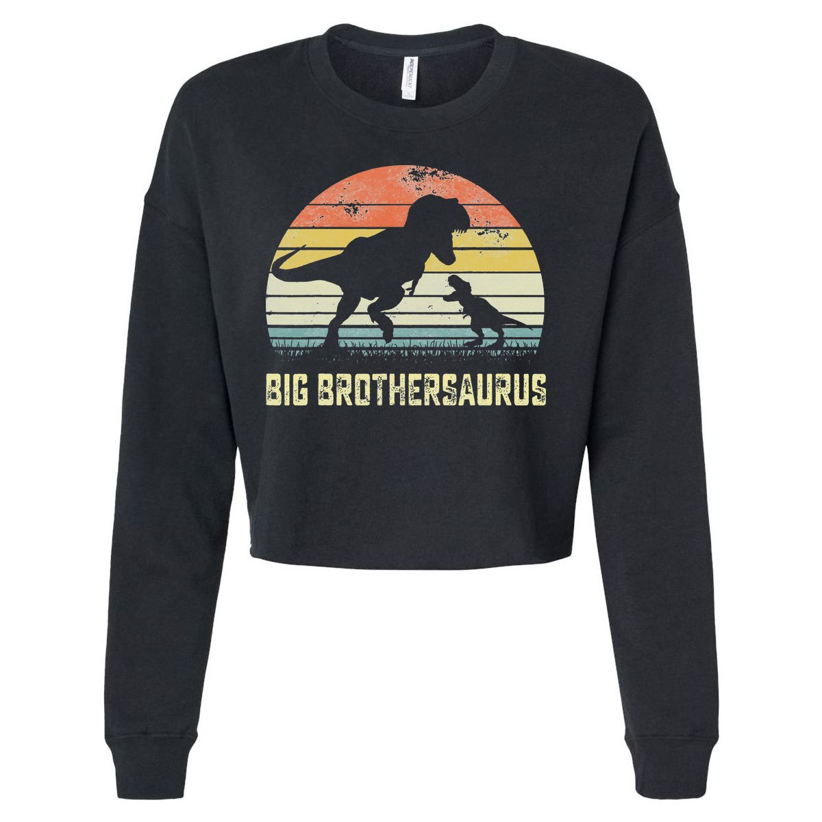 Big Brothersaurus T Rex Dinosaur Big Brother Saurus Family Cropped Pullover Crew