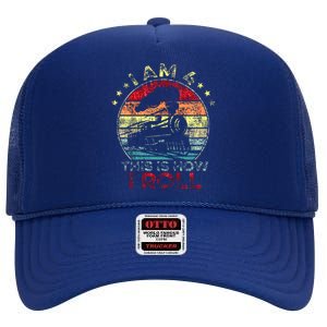 Birthday Boy Train 4 Year Old High Crown Mesh Back Trucker Hat