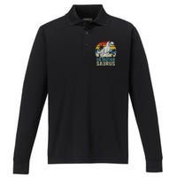 Big Brothersaurus T Rex Dinosaur Big Brother Saurus Family Long Sleeve Performance Long Sleeve Polo