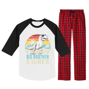 Big Brothersaurus T Rex Dinosaur Big Brother Saurus Family Long Sleeve Raglan Sleeve Pajama Set