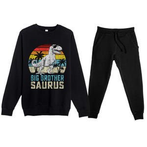 Big Brothersaurus T Rex Dinosaur Big Brother Saurus Family Long Sleeve Premium Crewneck Sweatsuit Set