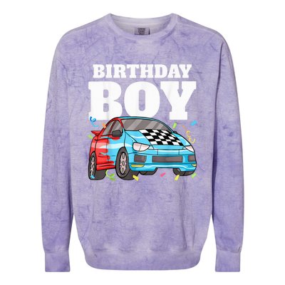 Birthday Boy Toddler Race Car Racing Car Driver Theme Colorblast Crewneck Sweatshirt