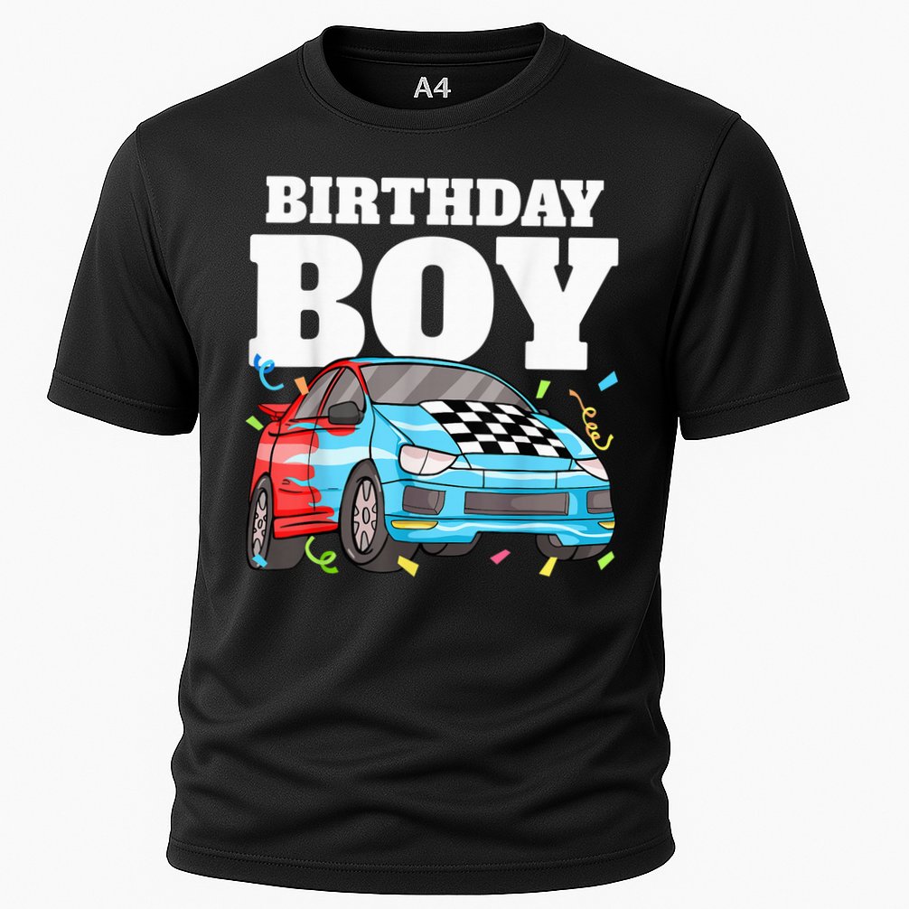 Birthday Boy Toddler Race Car Racing Car Driver Theme Cooling Performance Crew T-Shirt