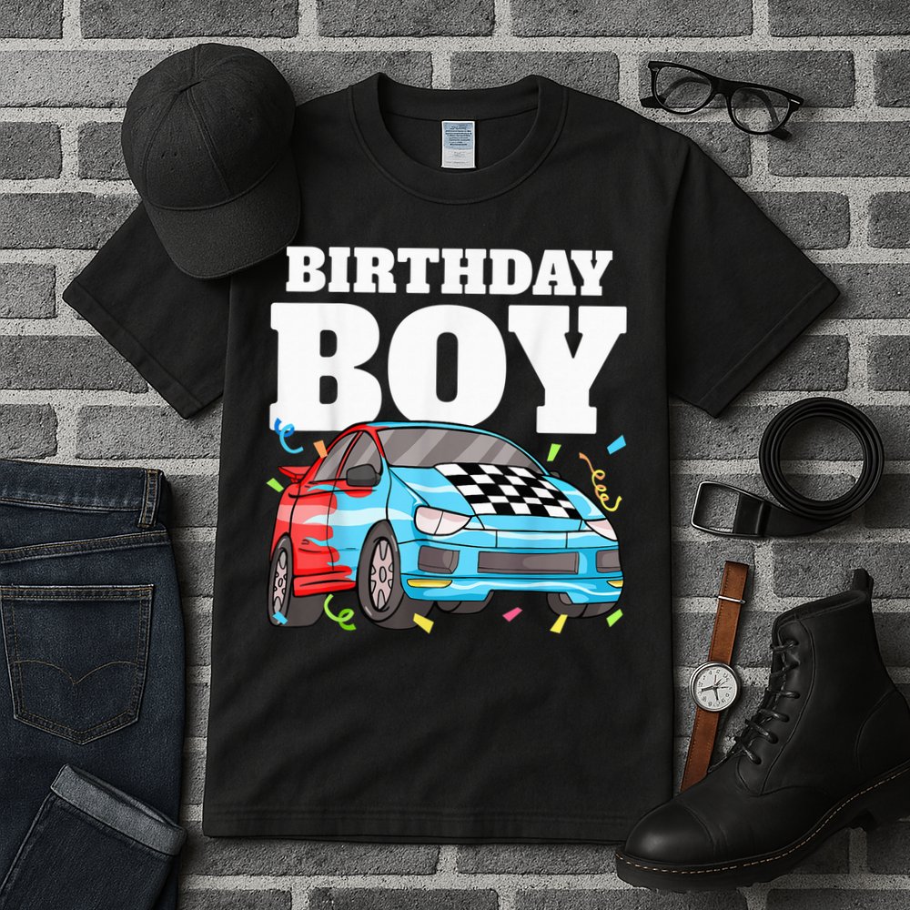 Birthday Boy Toddler Race Car Racing Car Driver Theme Tall T-Shirt