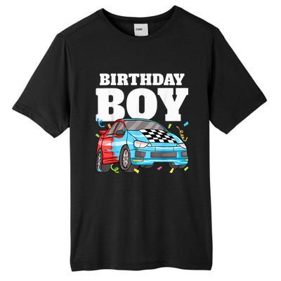 Birthday Boy Toddler Race Car Racing Car Driver Theme Tall Fusion ChromaSoft Performance T-Shirt