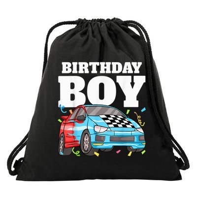 Birthday Boy Toddler Race Car Racing Car Driver Theme Drawstring Bag