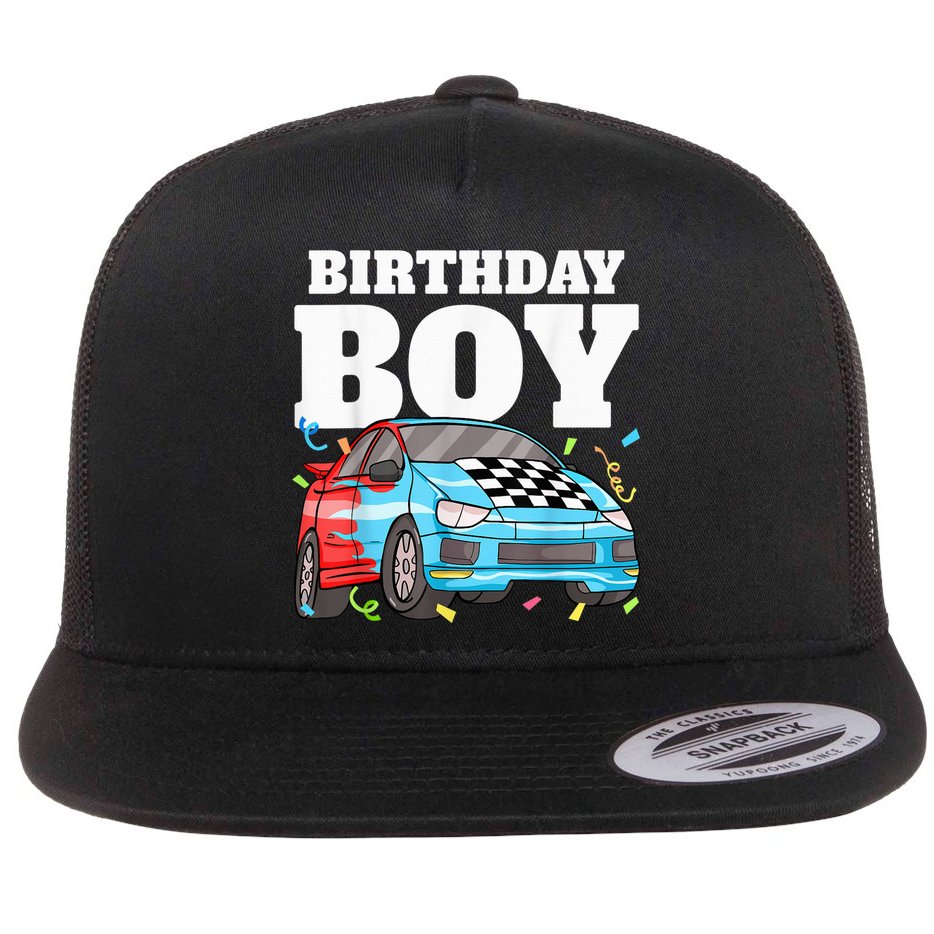 Birthday Boy Toddler Race Car Racing Car Driver Theme Flat Bill Trucker Hat