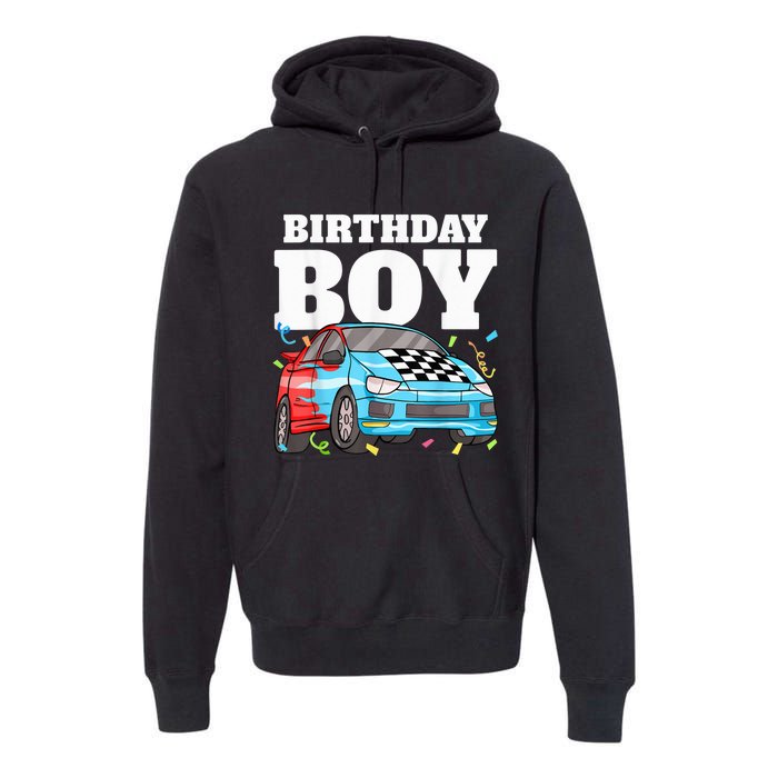 Birthday Boy Toddler Race Car Racing Car Driver Theme Premium Hoodie