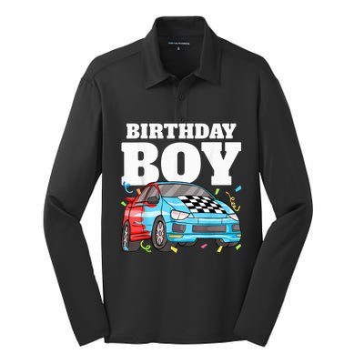 Birthday Boy Toddler Race Car Racing Car Driver Theme Silk Touch Performance Long Sleeve Polo