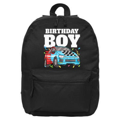 Birthday Boy Toddler Race Car Racing Car Driver Theme 16 in Basic Backpack