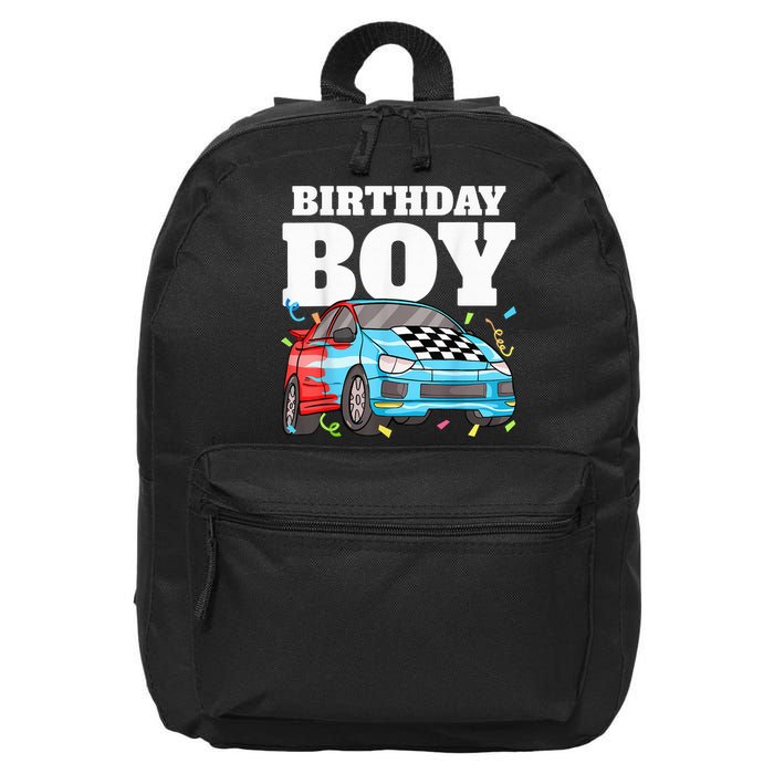 Birthday Boy Toddler Race Car Racing Car Driver Theme 16 in Basic Backpack