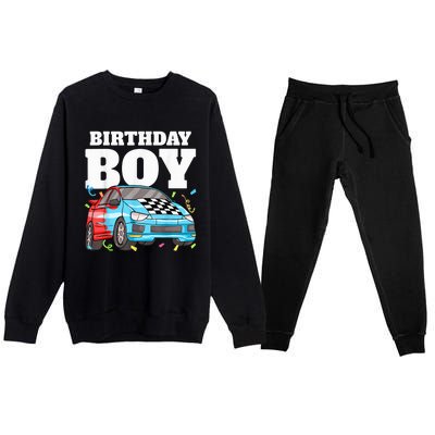 Birthday Boy Toddler Race Car Racing Car Driver Theme Premium Crewneck Sweatsuit Set