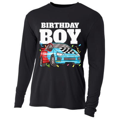 Birthday Boy Toddler Race Car Racing Car Driver Theme Cooling Performance Long Sleeve Crew