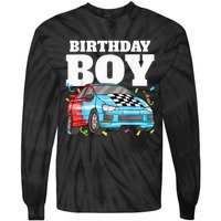 Birthday Boy Toddler Race Car Racing Car Driver Theme Tie-Dye Long Sleeve Shirt