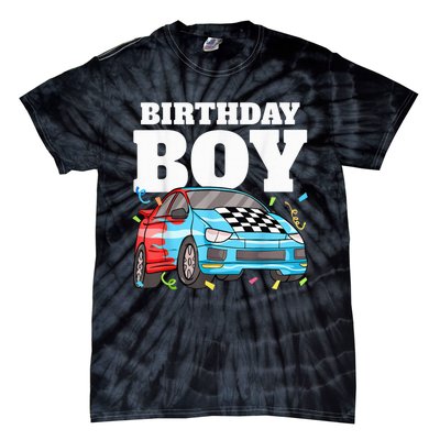 Birthday Boy Toddler Race Car Racing Car Driver Theme Tie-Dye T-Shirt