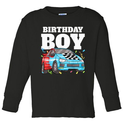 Birthday Boy Toddler Race Car Racing Car Driver Theme Toddler Long Sleeve Shirt