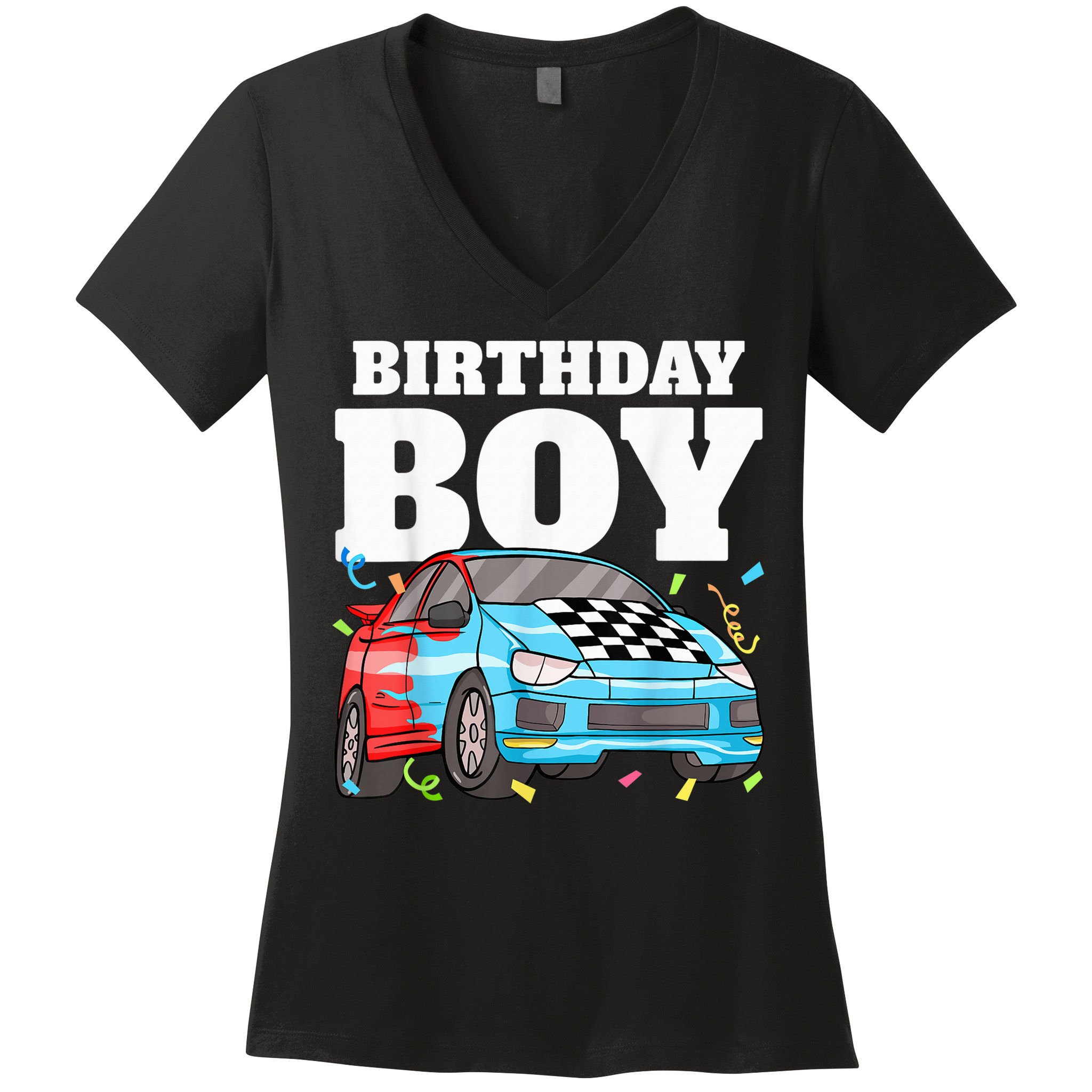 Birthday Boy Toddler Race Car Racing Car Driver Theme Women's V-Neck T-Shirt