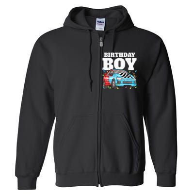 Birthday Boy Toddler Race Car Racing Car Driver Theme Full Zip Hoodie