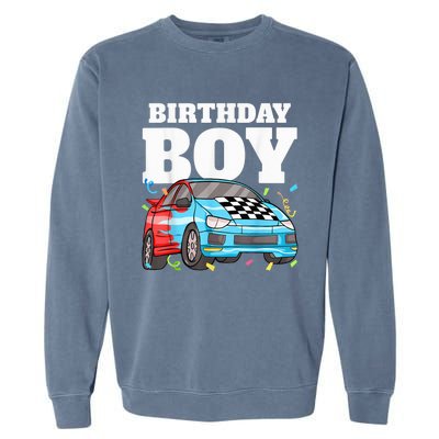 Birthday Boy Toddler Race Car Racing Car Driver Theme Garment-Dyed Sweatshirt