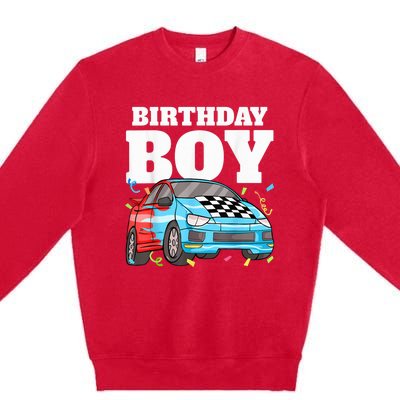 Birthday Boy Toddler Race Car Racing Car Driver Theme Premium Crewneck Sweatshirt