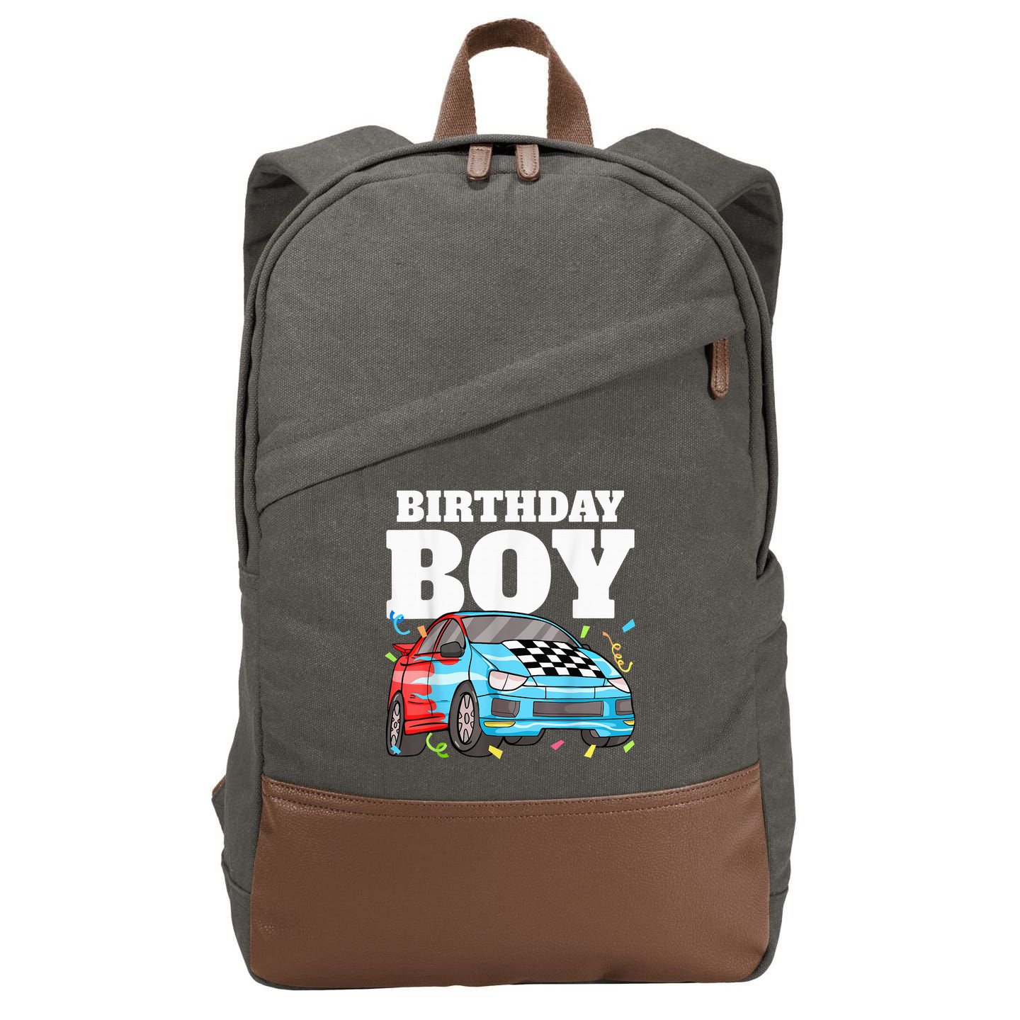 Birthday Boy Toddler Race Car Racing Car Driver Theme Cotton Canvas Backpack