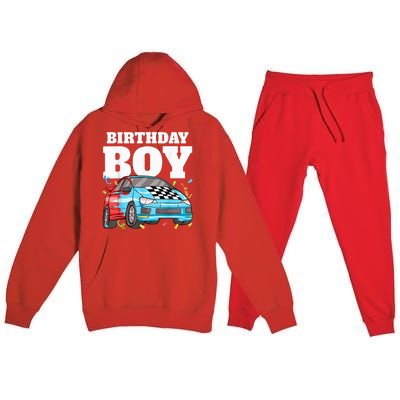 Birthday Boy Toddler Race Car Racing Car Driver Theme Premium Hooded Sweatsuit Set