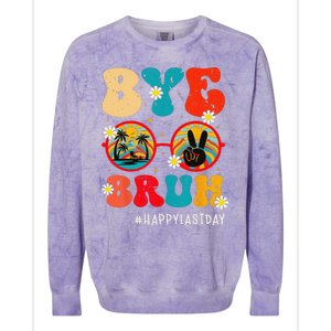 Bye Bruh Teacher Happy Last Day of School Hello Summer Funny Colorblast Crewneck Sweatshirt