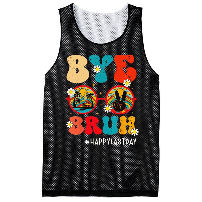 Bye Bruh Teacher Happy Last Day of School Hello Summer Funny Mesh Reversible Basketball Jersey Tank