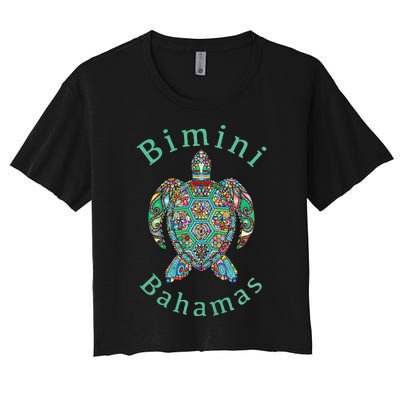 Bimini, Bahamas Tribal Turtle Gift Women's Crop Top Tee