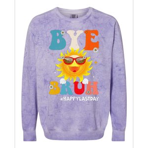 Bye Bruh Teacher Happy Last Day of School Hello Summer Funny Colorblast Crewneck Sweatshirt