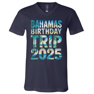 Bahamas Birthday Trip 2025 Vacation Party Crew Cruise V-Neck T-Shirt