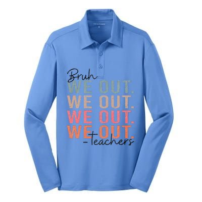 Bye Bruh Teacher Happy Last Day Of School Hello Summer Funny Silk Touch Performance Long Sleeve Polo