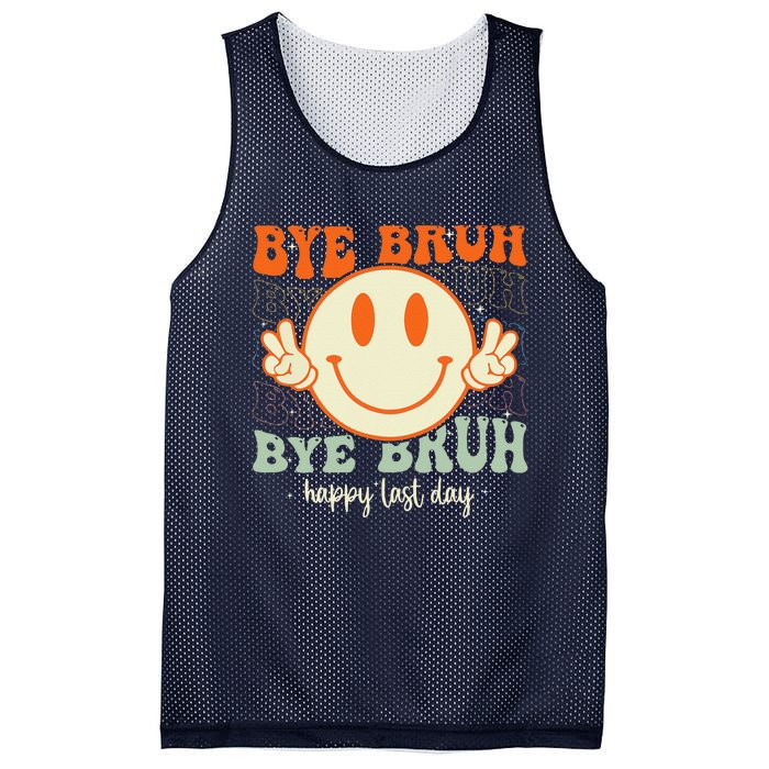 Bye Bruh Teacher Happy Last Day of School Hello Summer Mesh Reversible Basketball Jersey Tank