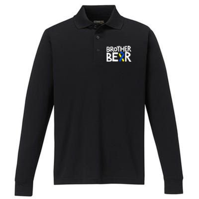 Brother Bear T21 Day Down Syndrome Awareness Gift Performance Long Sleeve Polo