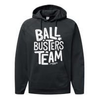 Ball Busters Team Funny Pickleball Lovers Performance Fleece Hoodie