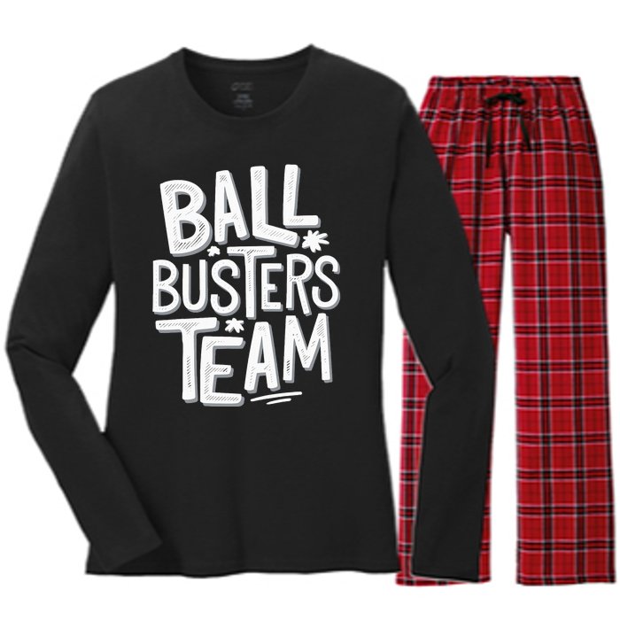 Ball Busters Team Funny Pickleball Lovers Women's Long Sleeve Flannel Pajama Set 