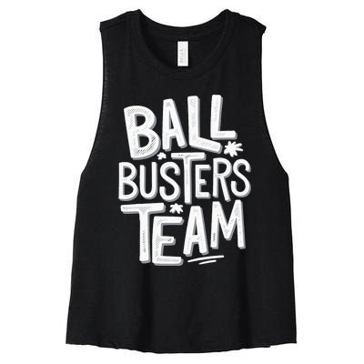 Ball Busters Team Funny Pickleball Lovers Women's Racerback Cropped Tank