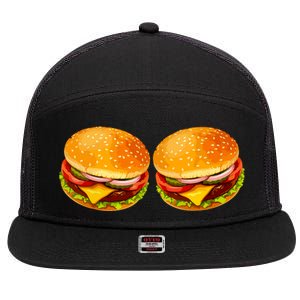 Big Boobs Two Big Hamburger Titty Boobie 7 Panel Mesh Trucker Snapback Hat