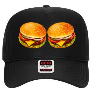 Big Boobs Two Big Hamburger Titty Boobie High Crown Mesh Back Trucker Hat