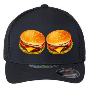 Big Boobs Two Big Hamburger Titty Boobie Flexfit Unipanel Trucker Cap