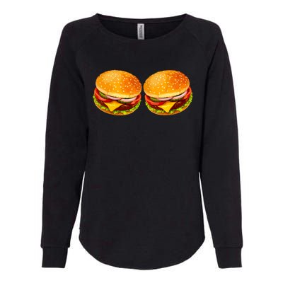 Big Boobs Two Big Hamburger Titty Boobie Womens California Wash Sweatshirt