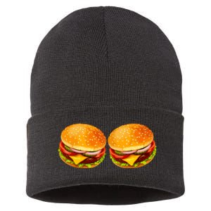 Big Boobs Two Big Hamburger Titty Boobie Sustainable Knit Beanie