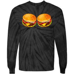 Big Boobs Two Big Hamburger Titty Boobie Tie-Dye Long Sleeve Shirt