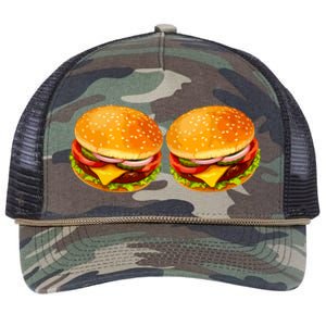 Big Boobs Two Big Hamburger Titty Boobie Retro Rope Trucker Hat Cap