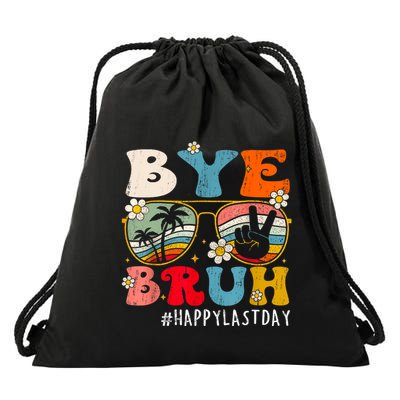 Bye Bruh Teacher Happy Last Day Of School Hello Summer Funny Drawstring Bag