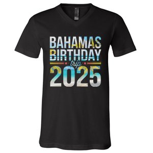 Bahamas Birthday Trip 2025 Vacation Party Crew Cruise V-Neck T-Shirt