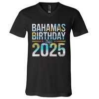 Bahamas Birthday Trip 2025 Vacation Party Crew Cruise V-Neck T-Shirt