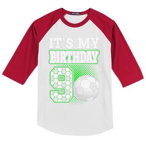 Birthday Boy Tees 9 Soccer Its My 9th Birthday Soccer Kids Colorblock Raglan Jersey