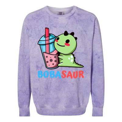 Bobasaur Bubble Tea Boba Dinosaur Kawaii Cute Dino Pun Colorblast Crewneck Sweatshirt