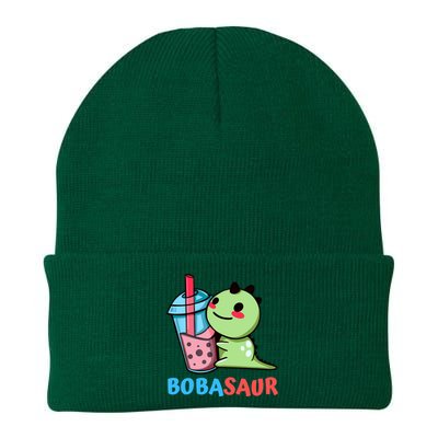 Bobasaur Bubble Tea Boba Dinosaur Kawaii Cute Dino Pun Knit Cap Winter Beanie